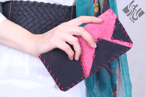 کیف پول زنانه طرح مثلث مدل چرم دست دوز